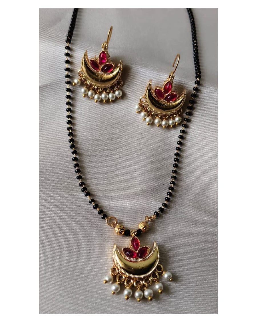 Ruby chandbali Mangalsutra