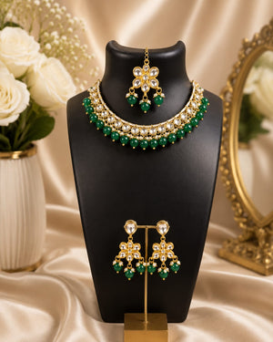 Green Emerald Kundan Set