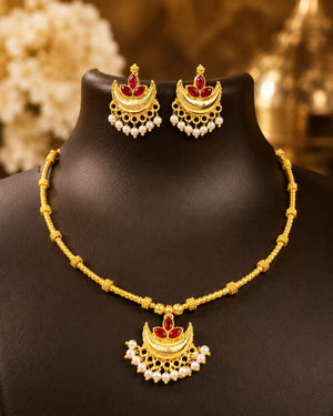 Pink Chand Bali Choker Set