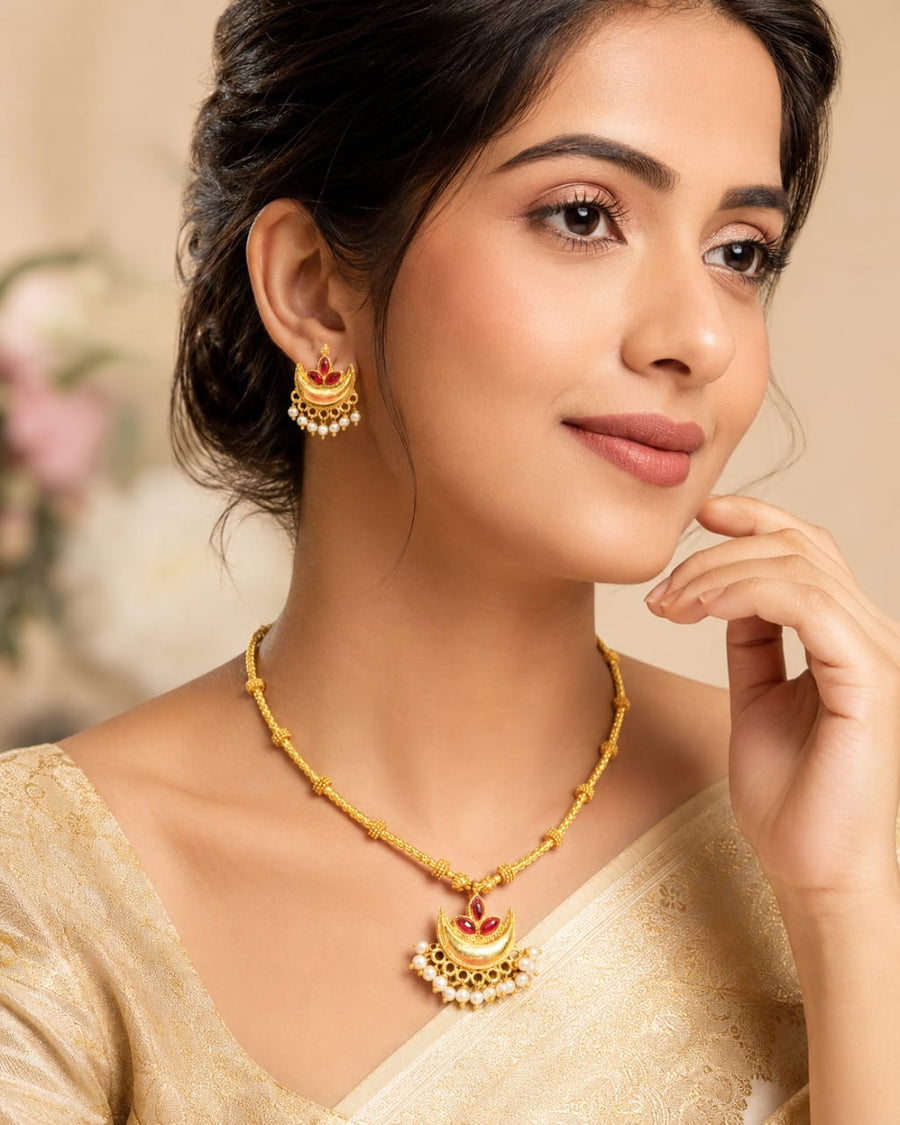 Pink Chand Bali Choker Set