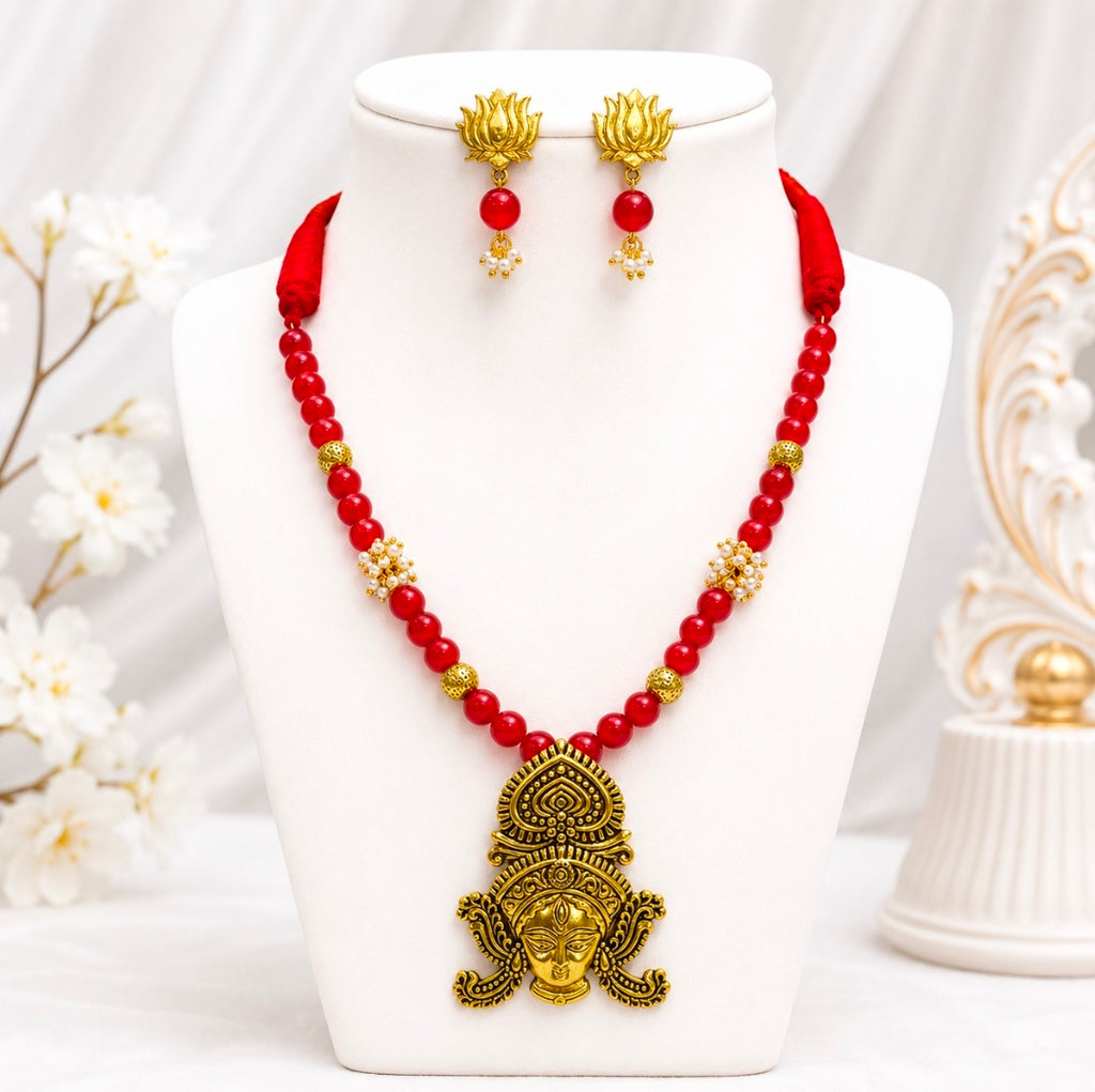 Red Glass BeadDurgaSet