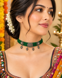 Green Thread Floral Choker