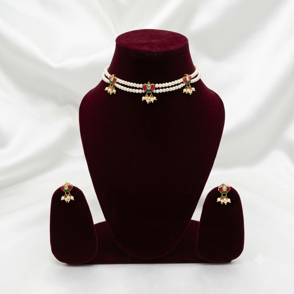 White  Pearl Choker Set