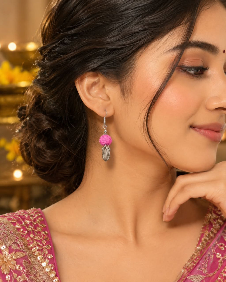 Pink Thread Charm Choker Set