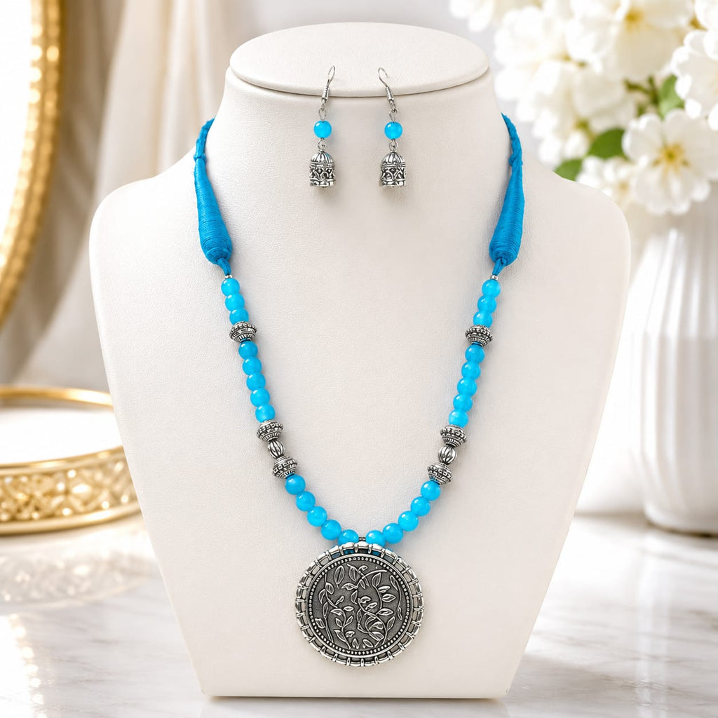 Sky Blue  Glass Beads necklace