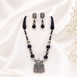 Black Beads Antique silver Necklace