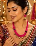 Pink Thread Bell Necklace