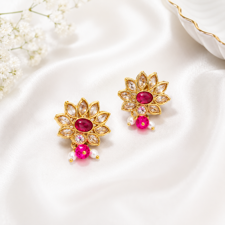 Pink Kundan choker Set