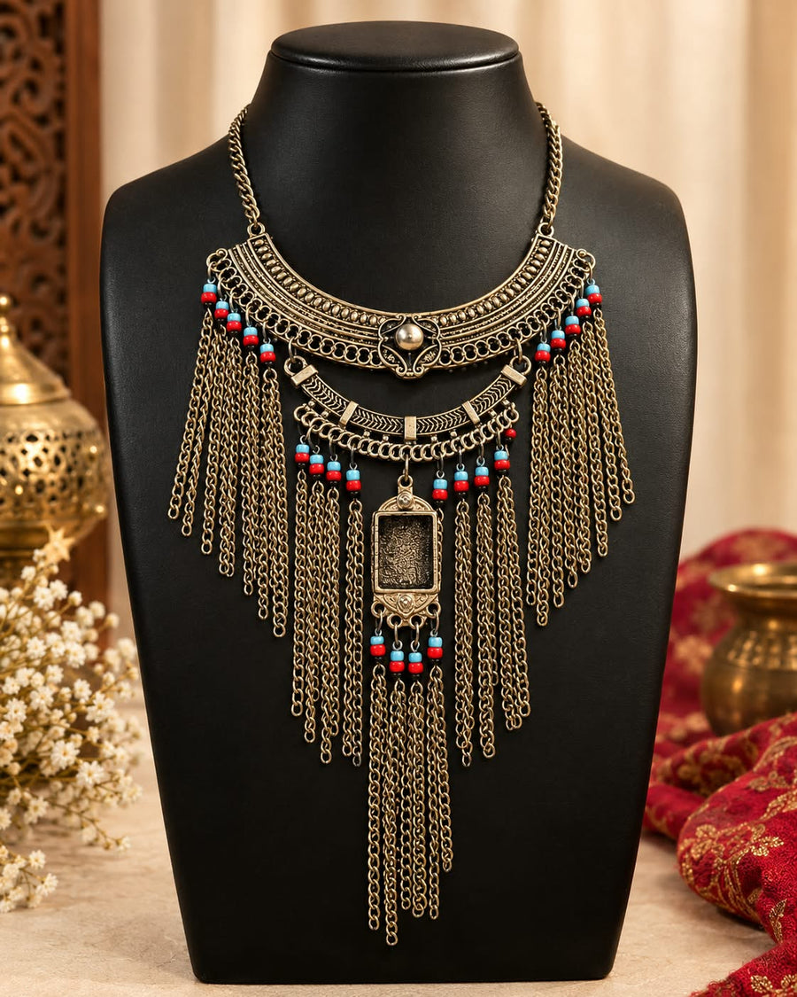 Oxidised Afghani Chain Necklace