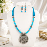 Sky blue glass Beads necklace