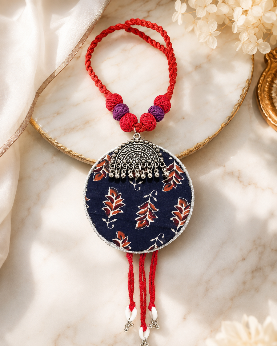 Indigo Fabric Necklace