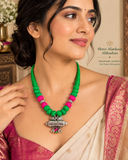 Parrot Green Red Thread Necklace