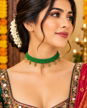 Traditional Green Coin Choker