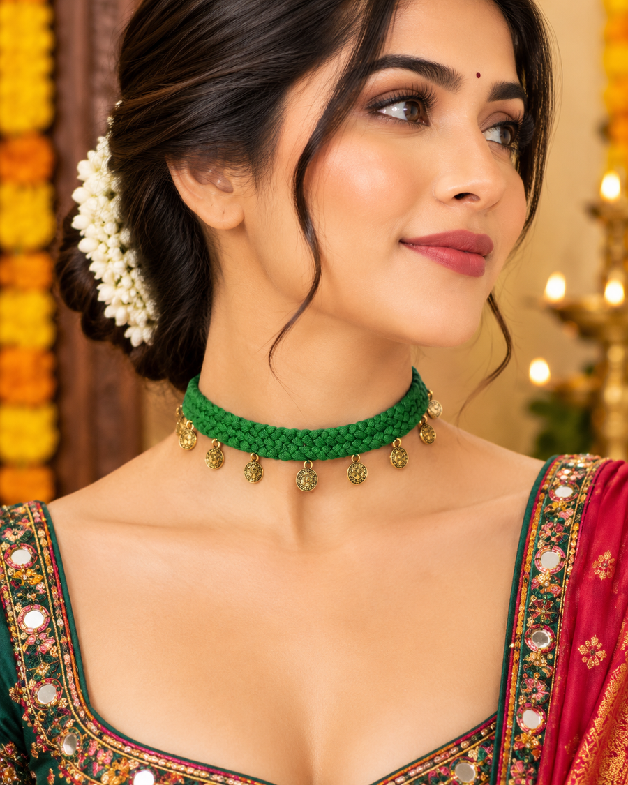 Traditional Green Coin Choker