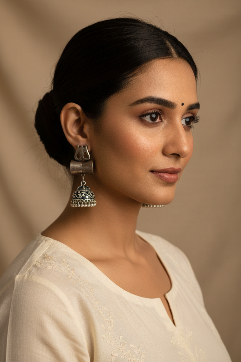 Antique Silver Jhumka