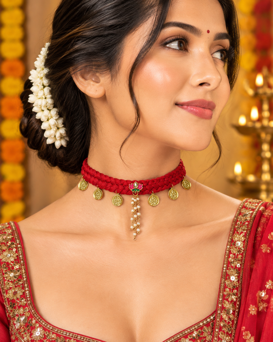Red Lotus Thread Choker