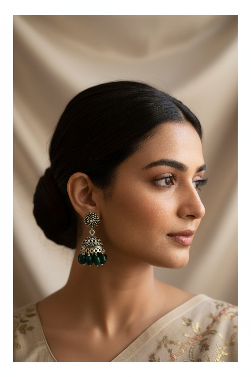 Bead Oxidised Jhumkas