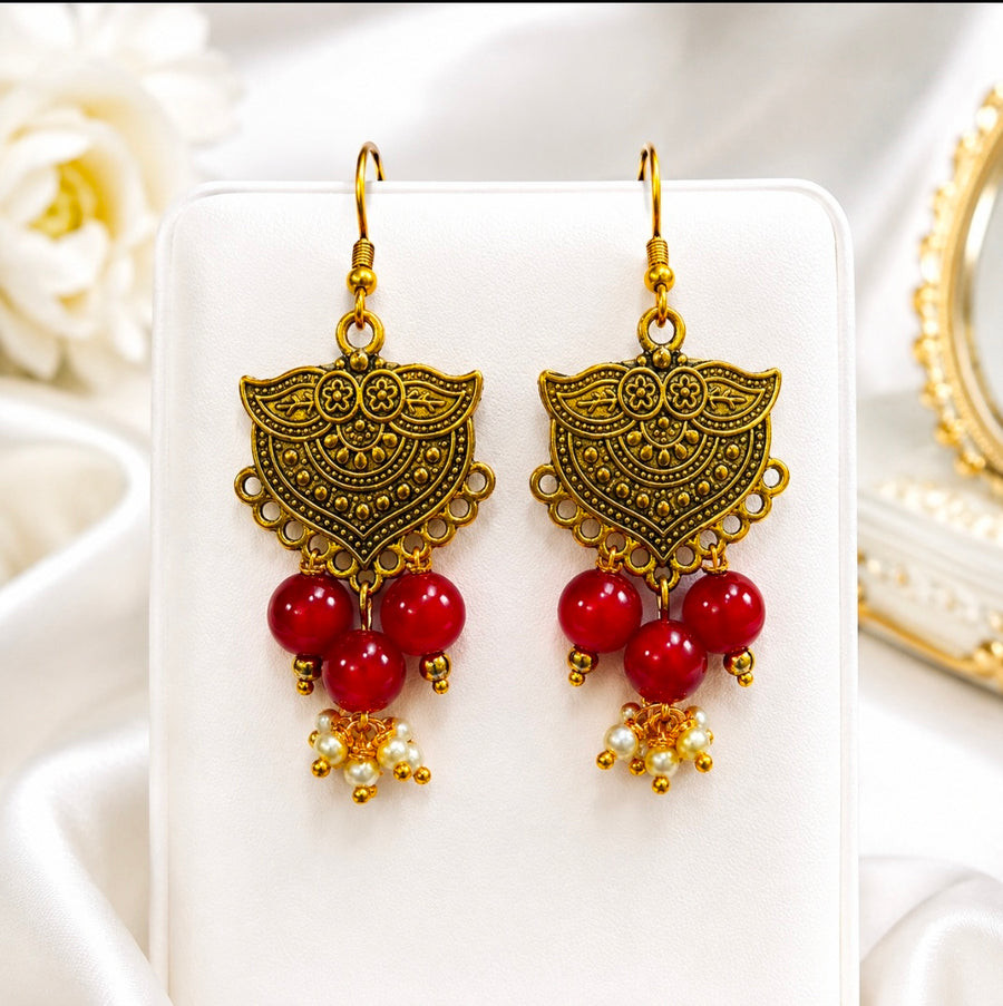 Antique Red Beaded Set