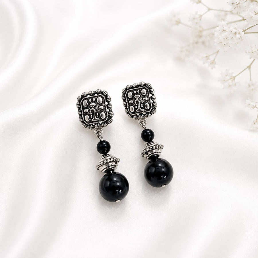 Black Beads Antique silver Necklace