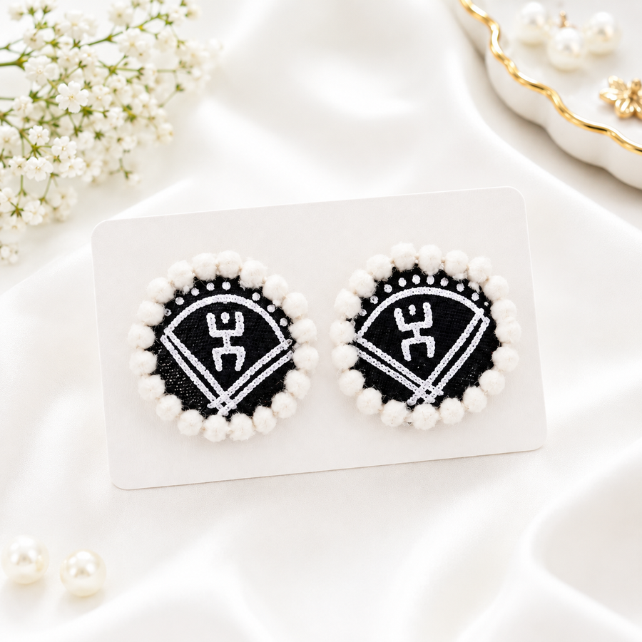 Black White Fabric  Earrings